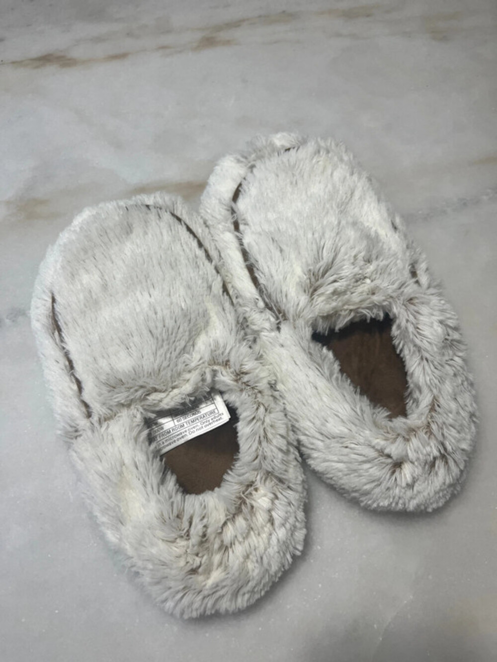 Warmies cream and tan slippers